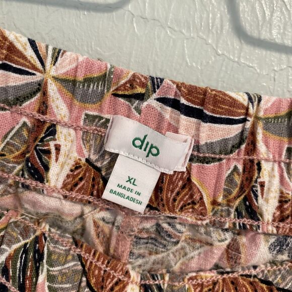 Linen Wide Leg Pants XL Palm Tropical Beach Print Pink Pull On Elastic Pockets - Picture 4 of 6